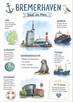 Vorschau - Arbeitsblätter - Lernplakat + AB mit Fragen zum Thema "Bremerhaven" + Lösungsblatt + Infografik - Deckblatt