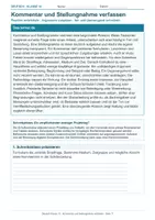 Vorschau - Arbeitsblätter - Deutsch Klasse 10 – Kommentar und Stellungnahme verfassen - Deckblatt