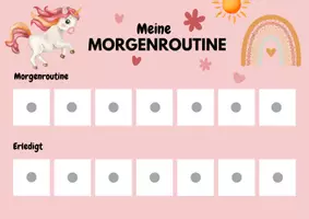 Vorschau - Anderer Materialtyp - Routineplan Morgen- und Abendroutine für Kinder Motiv Einhorn - Seite 1