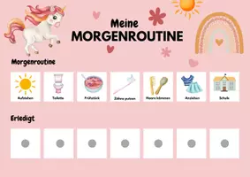 Vorschau - Anderer Materialtyp - Routineplan Morgen- und Abendroutine für Kinder Motiv Einhorn - Seite 2