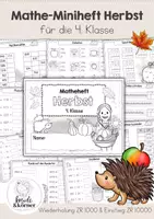 Vorschau - Arbeitsblätter - Herbst Mathe Klasse 4 | Miniheft Herbst | Übungsheft Wiederholung ZR 1000 | Mathe 4. Klasse | Wiederholung Klasse 3 - Deckblatt