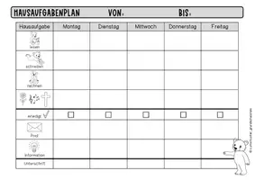 Vorschau - Anderer Materialtyp - Hausaufgabenplan / Wochenplan – Klassentier Bär - Seite 2