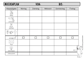 Vorschau - Anderer Materialtyp - Hausaufgabenplan / Wochenplan – Klassentier Bär - Seite 3