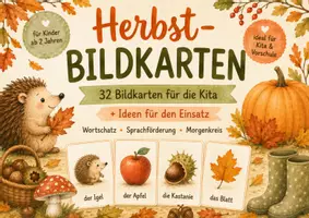 Vorschau - Bildkarten - Herbst Bildkarten für die Kita | 32 große Bildkarten | Wortschatz & Sprachförderung - Deckblatt
