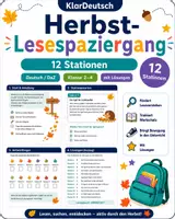 Vorschau - Arbeitsblätter - Herbst Lesespaziergang 12 Stationen - Deckblatt