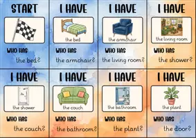 Vorschau - Spiele - I have Who has - Spiel (Begriffe von furniture and rooms) - Deckblatt