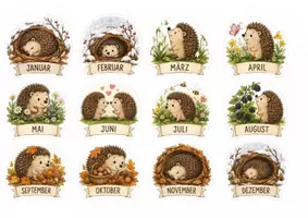 Vorschau - Mal- und Bastelvorlagen - Igel-Geburtstagkalender– Komplettset für die Igel-Klasse - Deckblatt