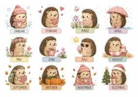 Vorschau - Mal- und Bastelvorlagen - Igel-Geburtstagkalender– Komplettset für die Igel-Klasse - Seite 3
