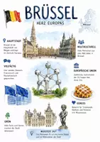 Vorschau - Arbeitsblätter - Lernplakat + AB mit Fragen zum Thema "Brüssel" + Lösungsblatt + Infografik - Deckblatt