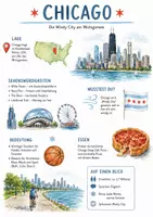 Vorschau - Arbeitsblätter - Lernplakat + AB mit Fragen zum Thema "Chicago" + Lösungsblatt + Infografik - Deckblatt
