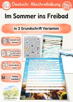 Vorschau - Unterrichtsreihen - Sommer - Abschreibübung "Freibad" in der Grundschrift und in 2 Schwierigkeitsstufen - Deckblatt