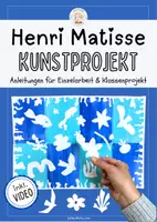 Vorschau - Präsentationen/Tafelbilder - Henri Matisse Kunstprojekt mit Video – Einzelarbeit und Klassenprojekt | Kunstunterricht - Deckblatt
