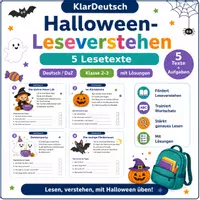 Vorschau - Arbeitsblätter - Halloween Leseverstehen 5 Lesetexte - Deckblatt