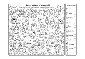 Vorschau - Arbeitsblätter - Herbst-Wimmelbild für die Grundschule - Suchbild & Ausmalbild - Seite 3