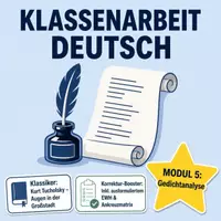 Vorschau - Klassenarbeiten - Klassenarbeit Deutsch 5: Gedichtanalyse & Lyrik-Interpretation (Klasse 9/10) - Deckblatt