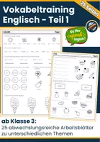 Vorschau - Arbeitsblätter - Englisch Klasse 3 - ruhige Wortschatzübungen für Freiarbeit & Stillarbeit Teil 1 - Deckblatt
