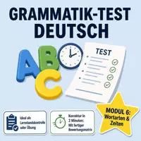 Vorschau - Test - Klassenarbeit Deutsch 6: Grammatik-Test zu Wortarten & Zeitformen (Klasse 5/6) - Deckblatt