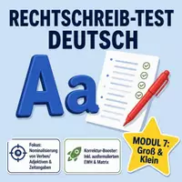 Vorschau - Test - Klassenarbeit Deutsch 7: Rechtschreib-Test zu Groß- & Kleinschreibung (Klasse 7/8) - Deckblatt