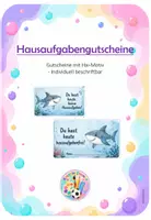 Vorschau - Bildkarten - Hausaufgabengtuscheine mit Haimotiv - Deckblatt