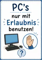 Vorschau - Poster - Erlaubnis | PC-Raum Schild/ Poster für EDV & Informatik - Deckblatt