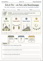 Vorschau - Arbeitsblätter - Eid al-Fitr Arbeitsblatt Klasse 7–8 Religion - Deckblatt