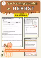 Vorschau - Arbeitsblätter - Herbst Vertretungsstunden – Rätsel, Leseverstehen & kreatives Schreiben | Klasse 6–8 - Deckblatt