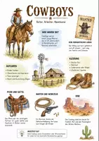 Vorschau - Arbeitsblätter - Lernplakat + AB mit Fragen zum Thema "Cowboy" + Lösungsblatt + Infografik - Deckblatt