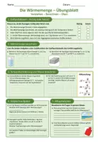 Vorschau - Unterrichtsreihen - Wärmemenge – Physik Sek I Arbeitsblätter inkl. Lösungen - Seite 1