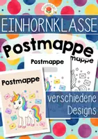 Vorschau - Mal- und Bastelvorlagen - Einhornklasse - Postmappe (Klassentier) - Deckblatt
