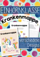 Vorschau - Arbeitsblätter - Einhornklasse - Krankenmappe (Klassentier) - Deckblatt