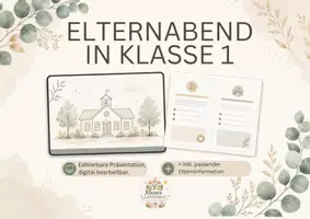 Vorschau - Präsentationen/Tafelbilder - Elternabend Klasse 1 - editierbare Präsentation mit Elterninformation - Deckblatt