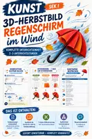 Vorschau - Stundenentwürfe - Kunst Herbst🍁 | 3D-Regenschirm ☂️im Wind | komplette Unterrichtseinheit Sek I - Deckblatt