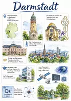 Vorschau - Arbeitsblätter - Lernplakat + AB mit Fragen zum Thema "Darmstadt" + Lösungsblatt + Mindmap + Infografik - Deckblatt