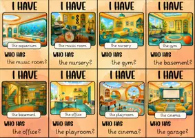 Vorschau - Spiele - I have Who has - Lesespiel mit dem Wortfeld rooms - Seite 1