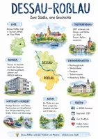 Vorschau - Arbeitsblätter - Lernposter + AB mit Fragen zum Thema "Dessau-Roßlau" + Lösungsblatt + Mindmap + Infografik - Deckblatt