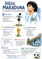 Vorschau - Arbeitsblätter - Lernposter + AB mit Fragen zum Thema "Diego Maradona" + Lösungsblatt + Infografik - Deckblatt