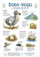 Vorschau - Arbeitsblätter - Lernplakat + AB mit Fragen zum Thema "Dodo-Vogel" + Lösungsblatt + Infografik - Deckblatt