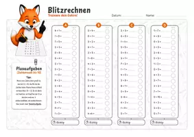 Vorschau - Arbeitsblätter - Blitzrechnen | ZR 10 & ZR 20 | Mathe 1. Klasse / 2. Klasse | Grundschule | Kopfrechnen - Seite 2