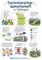 Vorschau - Arbeitsblätter - Lernplakat + AB mit Fragen zum Thema "Deutschsprachige Gemeinschaft in Ostbelgien" + Lösungsblatt + Infografiken - Deckblatt