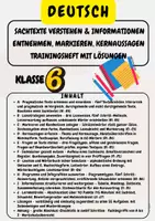 Vorschau - Arbeitsblätter - Sachtexte verstehen & Informationen entnehmen, markieren, Kernaussagen Trainingsheft mit Lösungen Klasse 6 - Deckblatt