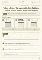 Vorschau - Arbeitsblätter - Fasten in Religionen Arbeitsblatt Klasse 7–8 - Deckblatt