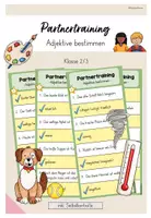 Vorschau - Aufgabenkarten - Partnertraining: Adjektive bestimmen (Kl. 2/3) - Deckblatt
