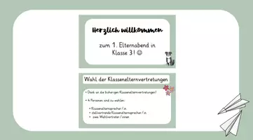 Vorschau - Präsentationen/Tafelbilder - Vorlage Elternabendpowerpoint mit Wahl - Deckblatt