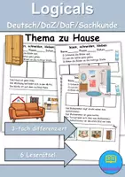 Vorschau - Arbeitsblätter - zu Hause / wohnen / Möbel & Räume Leserätsel - Lesen • schneiden • kleben - DaZ/DaF / Deutsch / Sachunterricht - Deckblatt