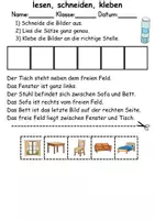 Vorschau - Arbeitsblätter - zu Hause / wohnen / Möbel & Räume Leserätsel - Lesen • schneiden • kleben - DaZ/DaF / Deutsch / Sachunterricht - Seite 3