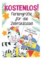 Vorschau - Mal- und Bastelvorlagen - Kostenlos Feriengrüße Zebraklasse - Deckblatt