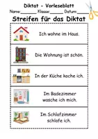 Vorschau - Arbeitsblätter - Diktat - Thema zu Hause / wohnen / Möbel & Räume - DaZ/DaF / Deutsch (Klasse 1 bis 4) - Seite 1