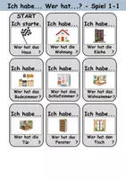 Vorschau - Spiele - Ich habe wer hat? (zu Hause / wohnen / Möbel & Räume ) 1. Klasse Deutsch / DaZ/DaF - Wortschatz Förderung • Hörverstehen • Leseverstehen (Gruppenspiel) - Seite 1
