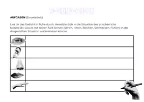 Vorschau - Arbeitsblätter - Einstiegsimpuls Lyrik - synästhetische Methode als Analyseeinstieg in Gedichte - Seite 1