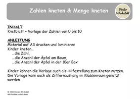 Vorschau - Fördermaterial/Inklusion - Ziffernerarbeitung: Zahlen und Menge kneten am Apfelbaum - Seite 1